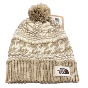 🎀 THE NORTH FACE Fair Island Beanie  Gardenia White Winter Beanie With Pom Pom